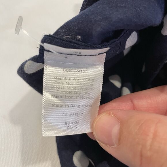 TALBOTS Women’s Polka Dot Navy Blouse Size M - Picture 11 of 12